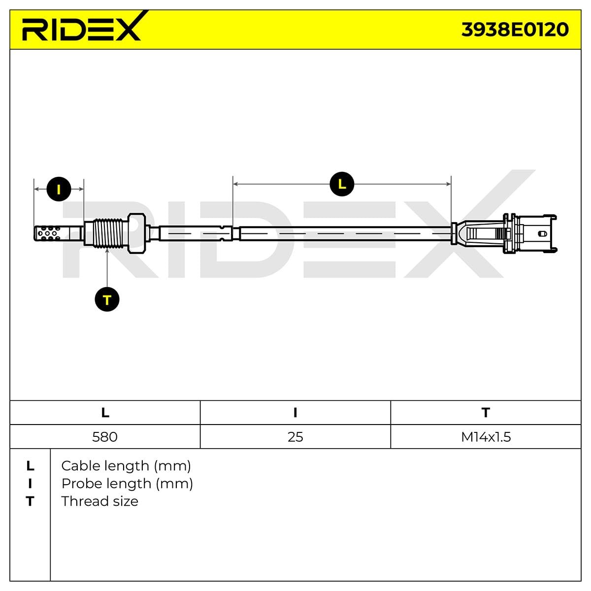 RIDEX 3938E0120 Palpeur de température des gaz Compatible avec ALFA ROMEO MITO 955