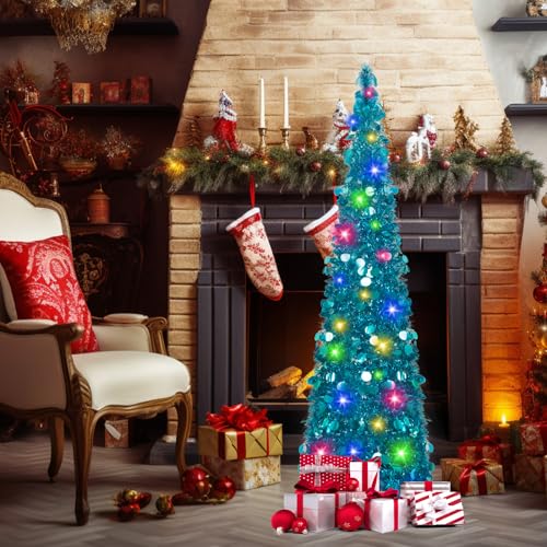 Árbol de Navidad de oropel brillante con 50% de descuento