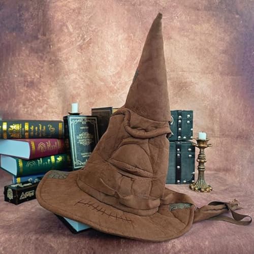 Image of Wanna Party Harry The Magician Sorting Hat Costume Accessory - Faux Suede, Adjustable, Wired Rim Hat, Patches & Straps for all Harry The Magician Fans