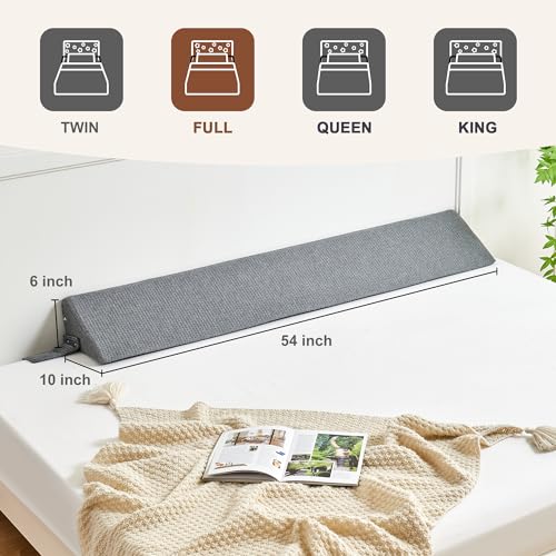 Image of IFNOW Full Size(54 inchx6 inchx10 inch) Bed Wedge Pillow for Headboard, Mattress Gap Filler(0-8 inch), Bed Wedge for Gap Between Your Headboard and Mattress Dark Grey