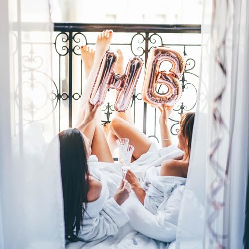 Image of 52 pcs Rose Gold Foil Letter Balloons with Air Pump, 16 Inch 2 A-Z Sets - Mylar Alphabet Balloon Kit for Birthday Banner & Party Decorations
