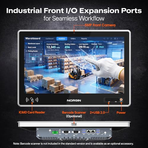 Image of 10.1 Inch Fanless Industrial Panel PC - IP65 Touch All-in-One Computer,16:10 1280x800 Windows 10 Pro Computer with Front Camera,USB,ID&IC Card Reader for Production line(Intel J6412,8G+256G)