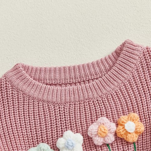 Baby Girl Sweater Cute 3D Floral Knit Sweaters Toddler Infant Crewneck Pullover Sweatshirt Tops Fall Winter Clothes4