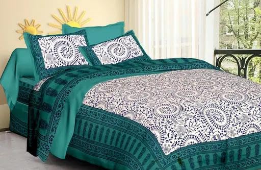 100% Pure Cotton Double Bed Sheet with 2 Pillow Covers - Comfortable & Durable & Ethnic Royalty - Gorgeous Jaipuri Print for Elegant Bedroom Décor (Double Size)-image-40