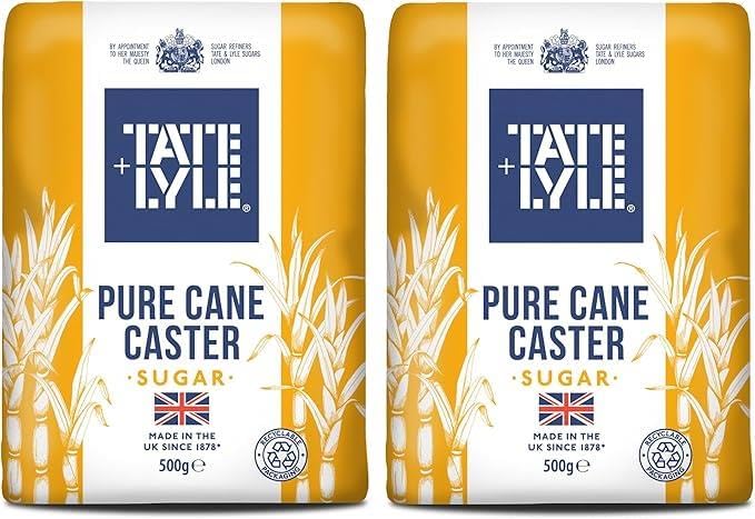 Pure Cane Caster Sugar 500g Bag (Pack of 2) | Ultra-Fine Granulated Cane Sugar for Baking & Dessert Use Vegan Vegetarian & Kosher-Friendly | Packed by Saras Foods UK