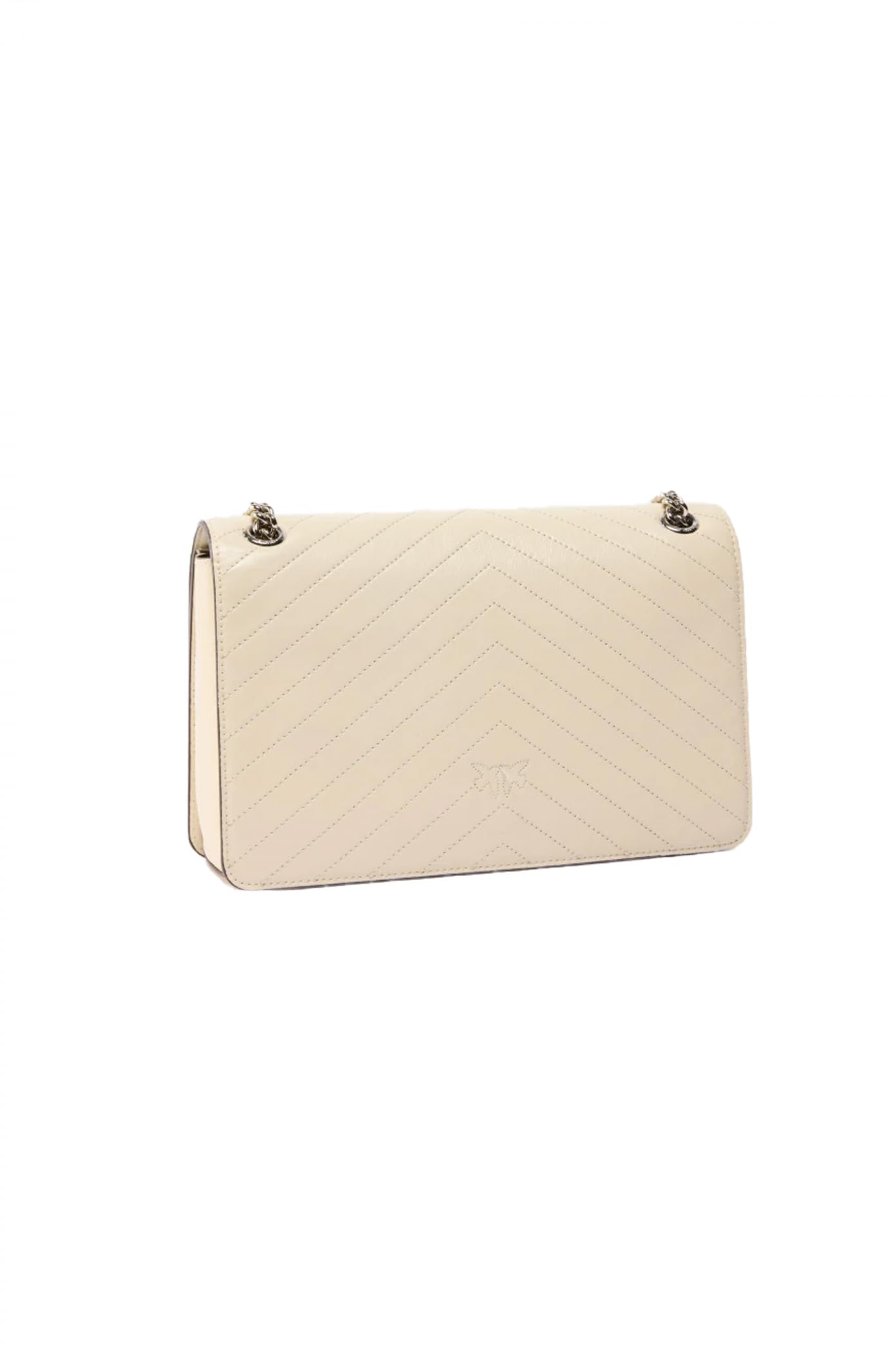 Bolso de mano de cuero cheurón blanco crema de PINKO