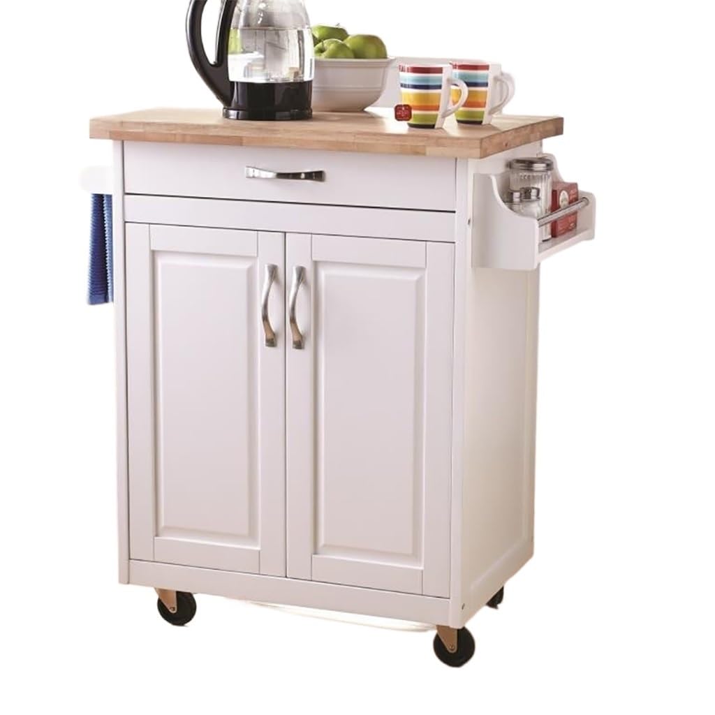 JDHSKCFN/A Kitchen Island Cart With Drawer & Storage Shelves, Spice Rack, Towel Bar, Butcher Block Top (Color : Brown, Size : 32 * 19 * 3535in) Selfless dedication