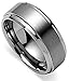 King Will Basic Men's Tungsten Carbide Ring 8mm Polished Beveled Edge Matte Brushed Finish Center Wedding Band