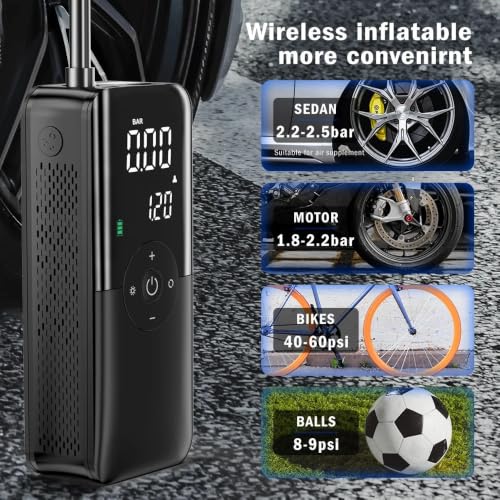 Compresor de aire de 150PSI e inflador de neumáticos portátil para coche y motocicletas 3