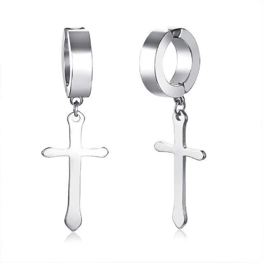 VIEN White Jewelry Jesus Cross Stainless Steel Hoop Huggie Earring for Men and Women (B083BKJMH8) Amazon Price History, Amazon Price Tracker