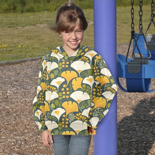 KLL Ginkgo Leaves Boys Girls Sweatshirt Fashion Hoodies with Kangaroo Pocket4