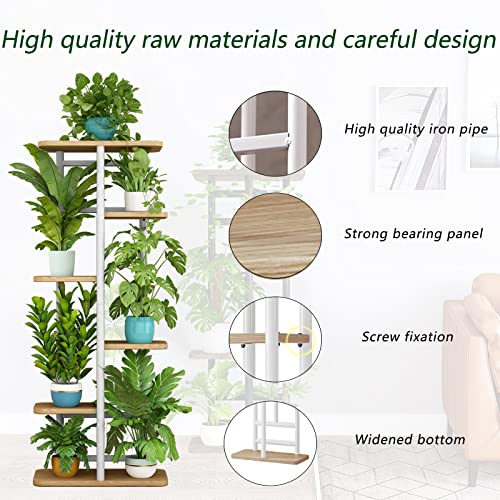 Image of LINZINAR Plant Stand 6 Tier 7 Potted Multiple Flower Pot Holder Shelf Indoor Outdoor Planter Display Shelving for Patio Garden Corner Balcony Living Room (6 Tier-7 Potted, White)