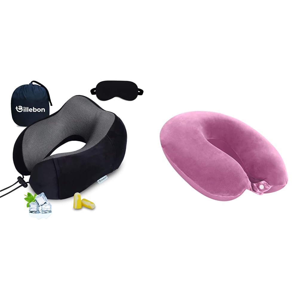 Neck Pillow for Travel – Cool-Gel Infused Memory Foam Support, U-Shape Ergonomic Design, + Cool Gel Infused Memory Foam Travel Neck Pillow with Magnetic Fabric Neck Support Pillow-image-48