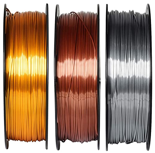 Image of GIANTARM PLA Filament 1.75mm Bundle, Silk Gold Silver Copper PLA, Dimensional Accuracy + /-0.03mm,0.5kg Spool, 3 Packs with Vacuum Packing, for Most 3D FDM Printer