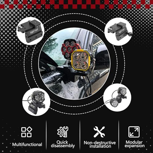 Image of Upgraded Quick Release Dual A-Pillar Light Mounts for Toyota Tacoma 2016-2026 Non-Destructive Installation, Modular Brackets for Offroad LED Pod Lights & Ditch Lights(No Drilling)