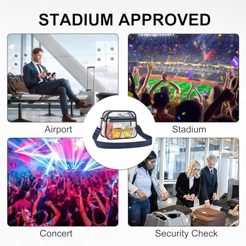 Image of Clear Bag for Stadium Events Clear Sports Fan Handbags Purses with Adjustbale Strap for Concerts Festivals Game Day