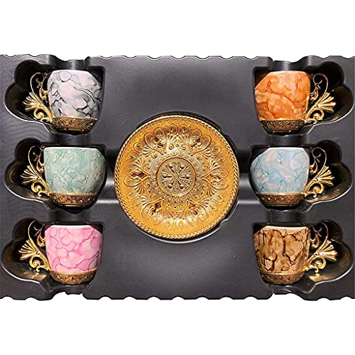 BJH Juego de Platos de vajilla para Taza de café para 6 Personas, 4 oz, café Griego, expreso, Mujeres, Hombres, Regalo… - Imagen 5