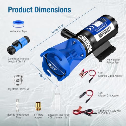 Image of CrestWave RV Macerator Pump, Upgraded 12V Dual-Power, Fast Dump for Campers
