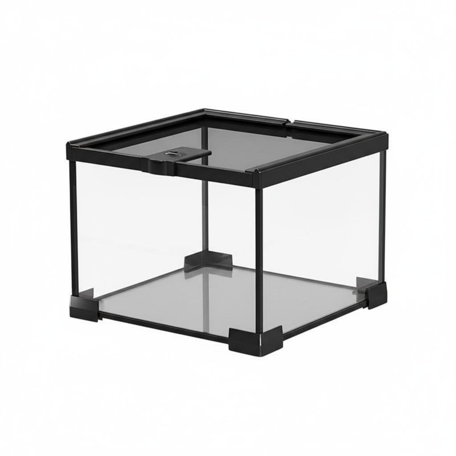Terrario para Reptiles Cristal Terrario Acuario Vivario con Vidrio Transparente para Observación Total Tapa de Malla con Cierre Secundario Puertos de, 20-20-15cm