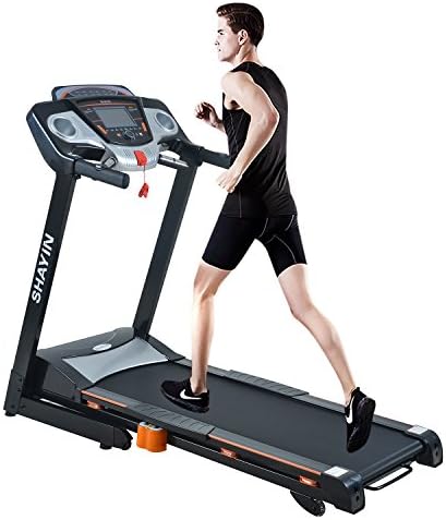 Shayin Treadmills Folding Electric Treadmill Auto Power Incline Running Exercise Machine for Home Gym Exercise Fitness Fold Up Cardio Training Equipment Assembly Sports 2.0HP Gift Black