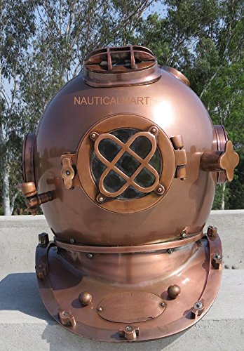 NauticalMart Copper Antique US Navy Mark V Diver's Helmet US Navy DEEP Water Diving Helmet