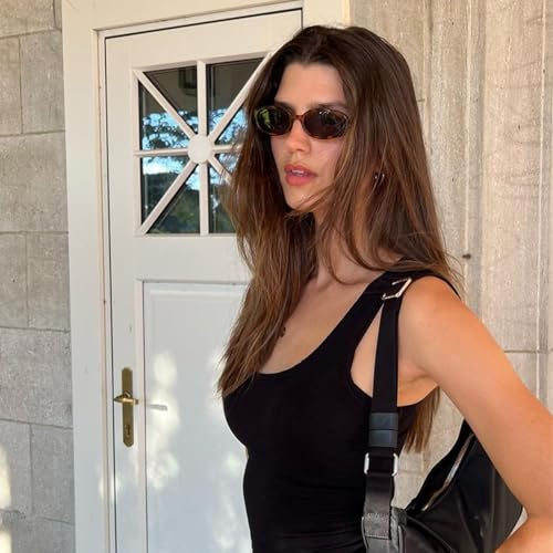 Retro Oval Sunglasses for Women 90s Vintage Womens Tiny Small Oval Glasses Fashion Black Cat Eye Shades2