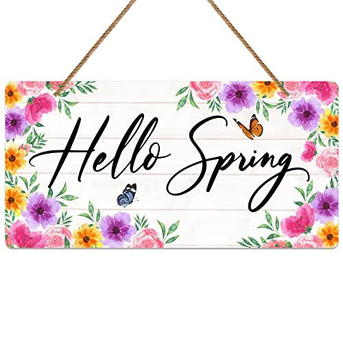 Spring Wreaths for Front Door Spring Decorations for Home Hello Spring Welcome Spring Sign Door Decor Wreaths Sign for Home Wall Spring Door Decorations Hanging