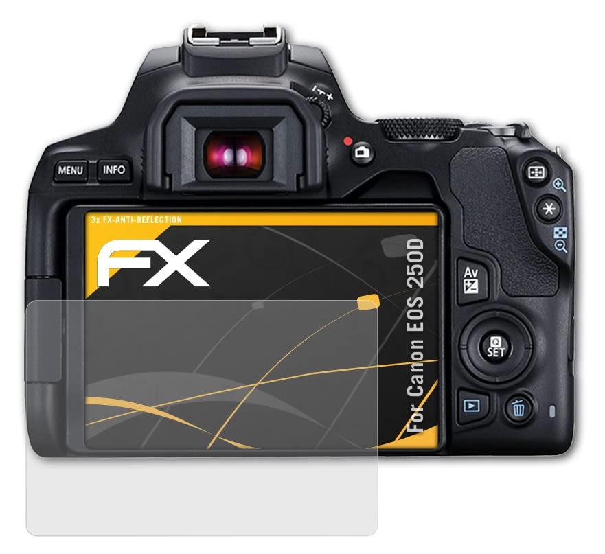 atFoliX Screen Protector compatible with Canon EOS 250D / Rebel SL3 Screen Protection Film, anti-reflective and shock-absorbing FX Protector Film (3X)