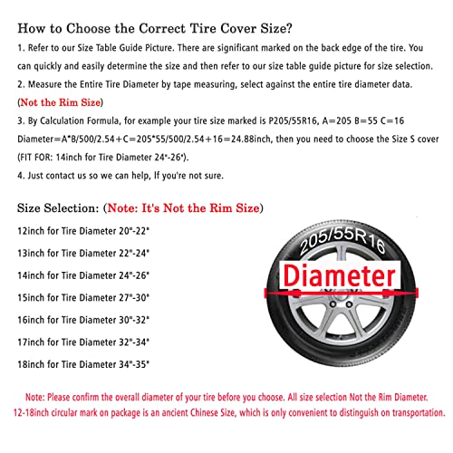Moonet Spare Tire Cover for RV Trailer,Waterproof PVC Faux Leather Wheel Cover with American Flag Fit for Truck,Trailer,RV,SUV,Camper and Most Vehicle (Black-Grey, for Tire Diameter 30"-32") - Image 6