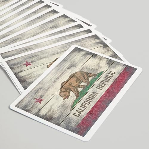 Lantern Press Rustic California State Flag, 52 naipes póker miniatura 5