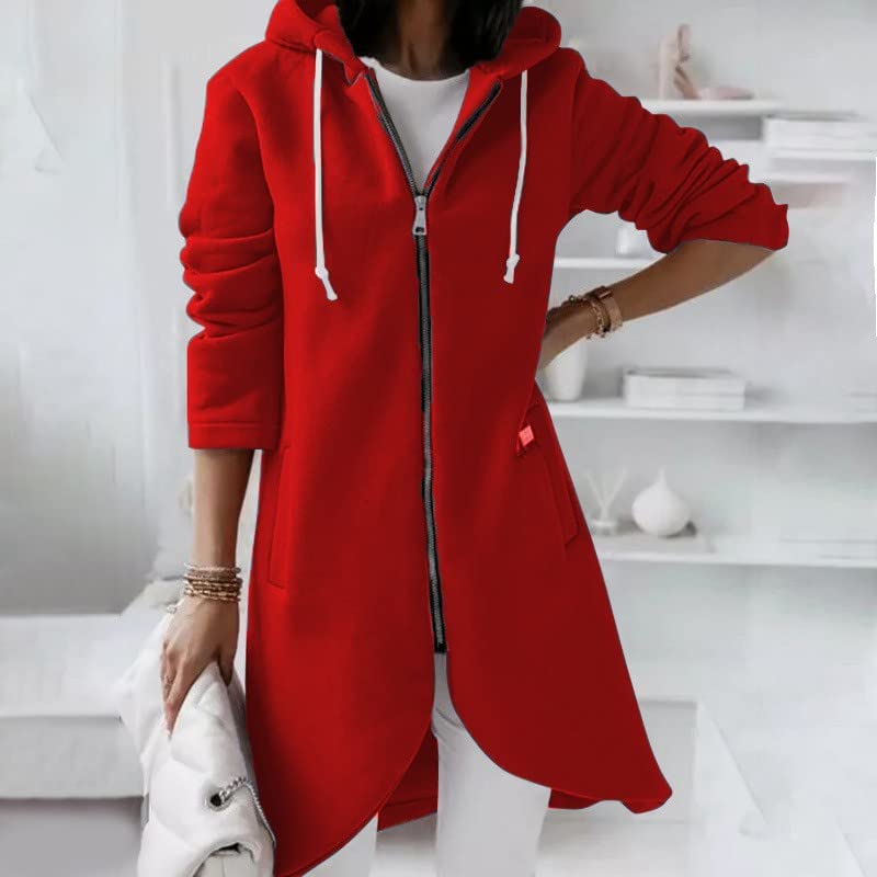 Generic Zip Up Hoodie for Women Cute Trendy Drawstring Oversized Hooded Sweatshirts Long Sleeve Irregular Hem Jacket Coats2