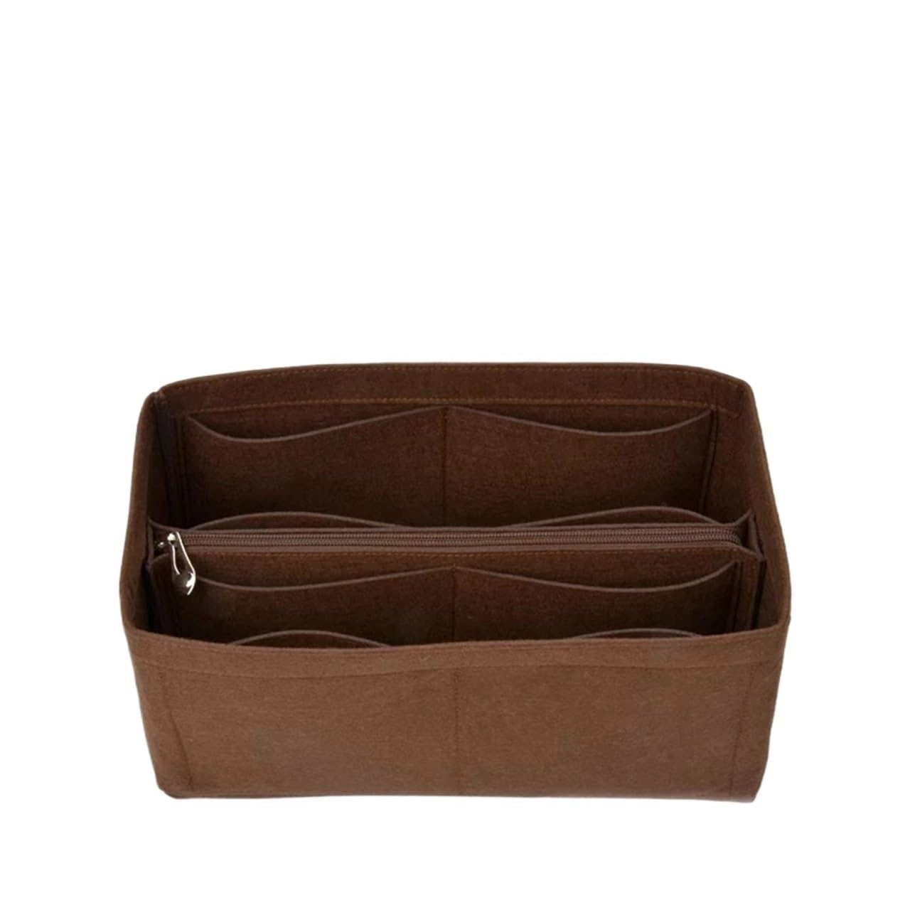 NJIEzhao Felt Handbag Insert Lining Organizer Insert Felt Fits Cloth Bag Makeup Travel Inner Purse Cosmetic Mommy Bags(M coffee middle)