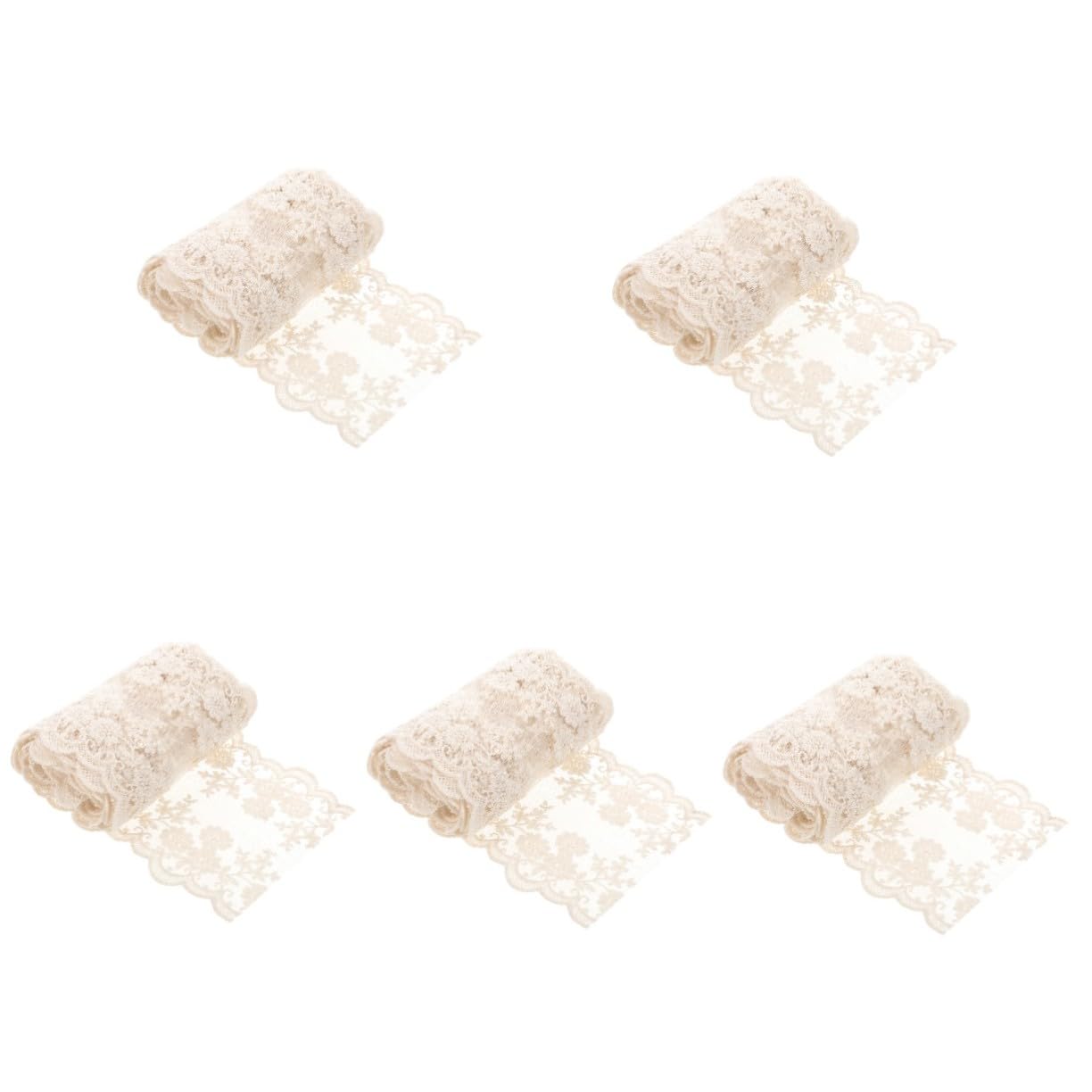 Angoily 5 Rollos Encaje Decorativo de Costura sin Elasticidad Negro Metros para Confección de Ropa y Manualidades DIY de Encaje Resistente para Decorar Vestidos y Faldas