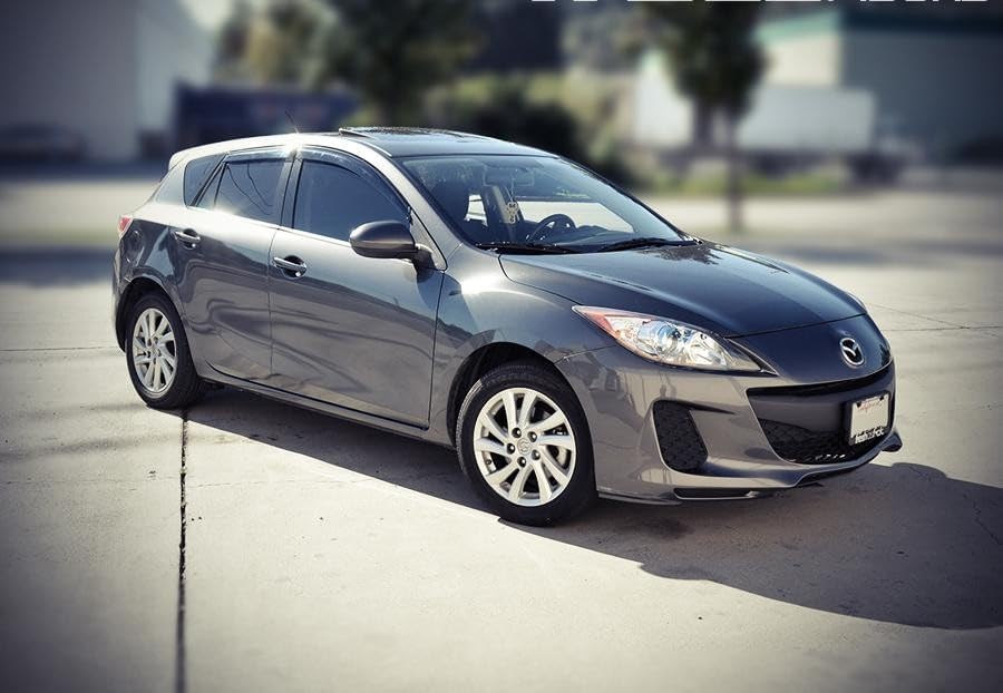 WellVisors Window Visors Wind Deflectors Compatible with Mazda 2010-2013 Mazda 3 Hatchback with Black Trim Rain Guards 3-847MZ004