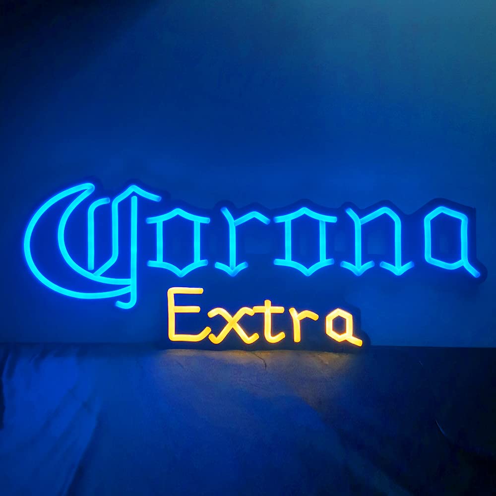 DECO Neon Corona Sign Ultra Bright LED Neon for Business Bar Shop Restaurant Beer-Store Storefront Wall Window Light Up Beer AD Sign (30x11in Corona sign)