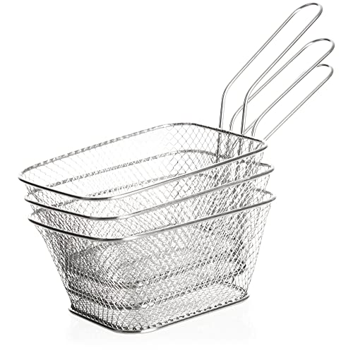 COM-FOUR® 6x Mini Frieten Serveermand - 430 Roestvrijstalen Snackschaal - Zilveren Mini Frituurmandjes - Serveermand met Handvat (Mand - 06 stuks) - Image 5