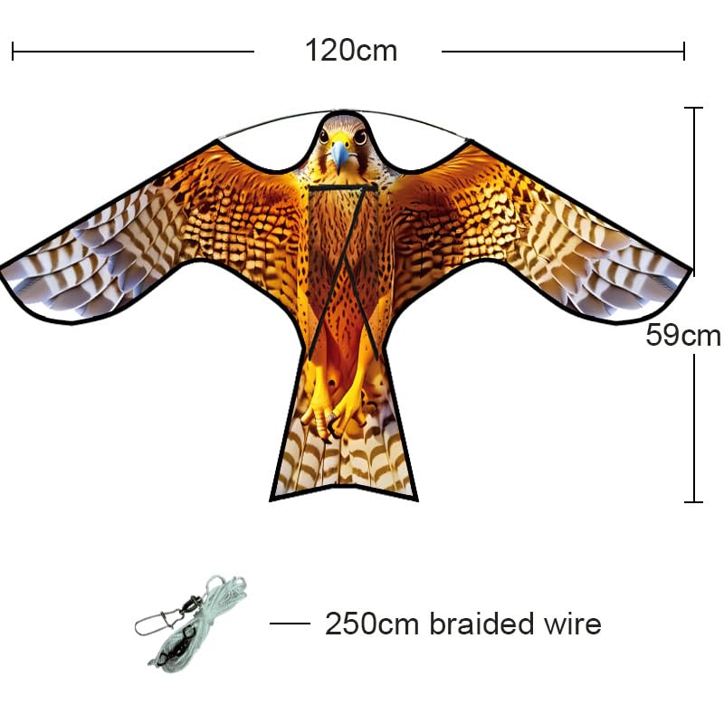 HENGDA KITE Bird Hawk Flying Kite Without Pole for Crops Farm Protector Bird Scarer Flying Kite Without Pole Yellow