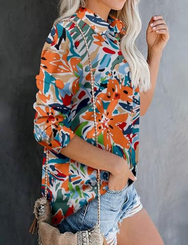 Image of Magritta Women's Shirts Fashion Casual Loose Fit Long Sleeve Button Down Lightweight Collared Blouse Tops