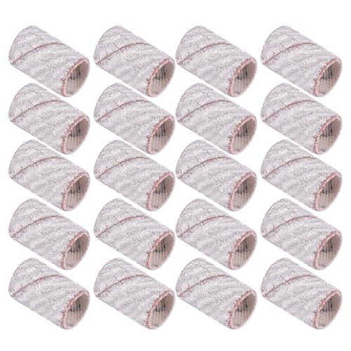 JECOMPRIS Bandas de Lijado para Uñas 100 Piezas Grit 180, Anillos de Lijado Blancos para Taladro Eléctrico, Accesorios Profesionales para Manicura y Pedicura, Uso en Uñas Naturales