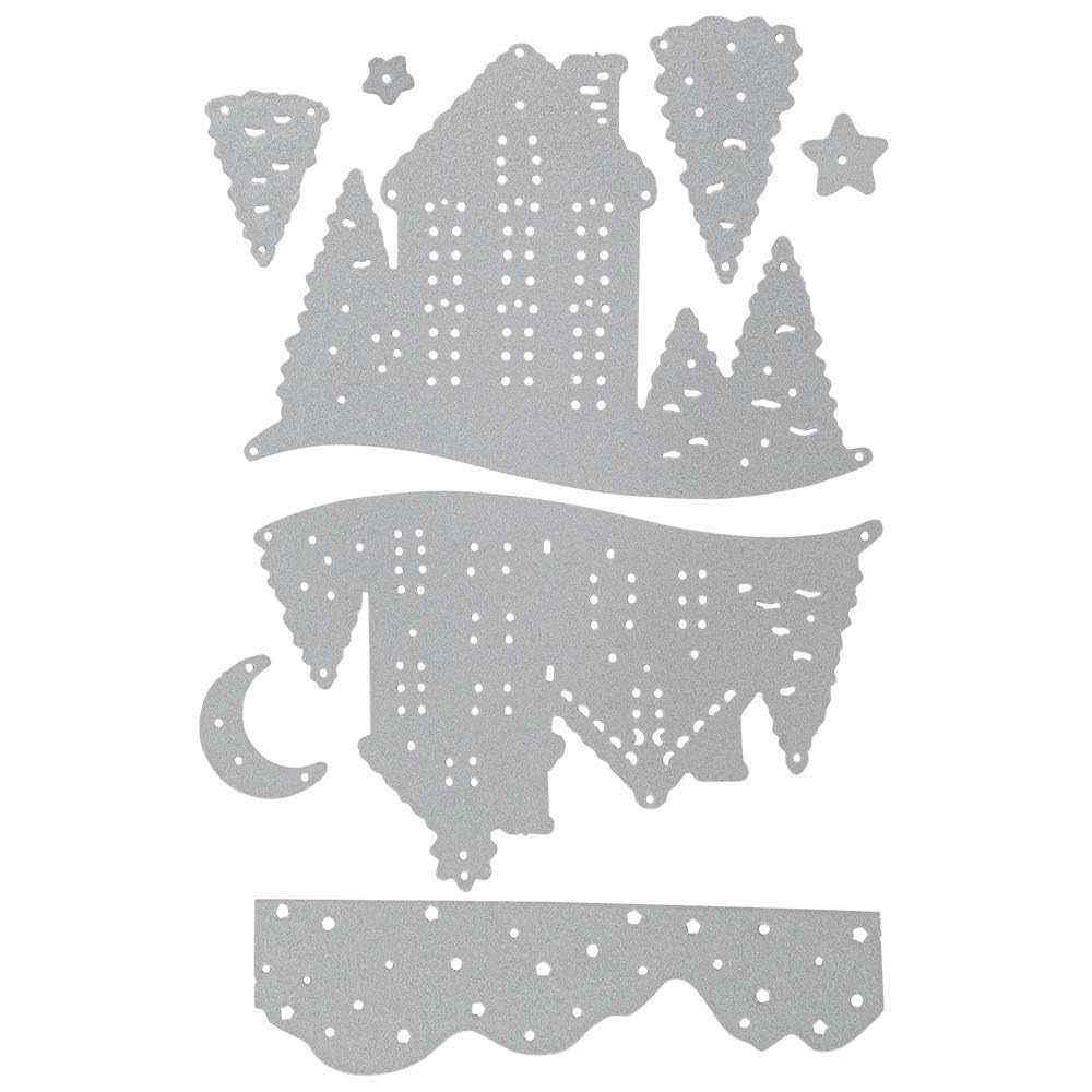 Ideen mit Herz Stencil per punzonatura, case, abeti e fiocchi di neve