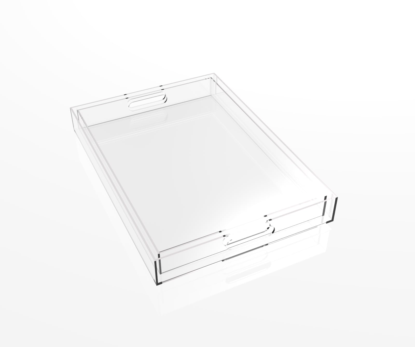Lote de 2 Bandejas de Servicio de Acrílico Transparente Con Asas - Plástico Para Cocina, Comida, Organizador de Mesa, Joyas, Llaves, Baño y Cosmética