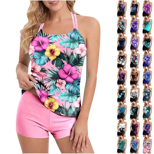 Tankinis Swimwear for Women Halter Tankini Swimsuits for Women with Boy Shorts - Floral Printed...