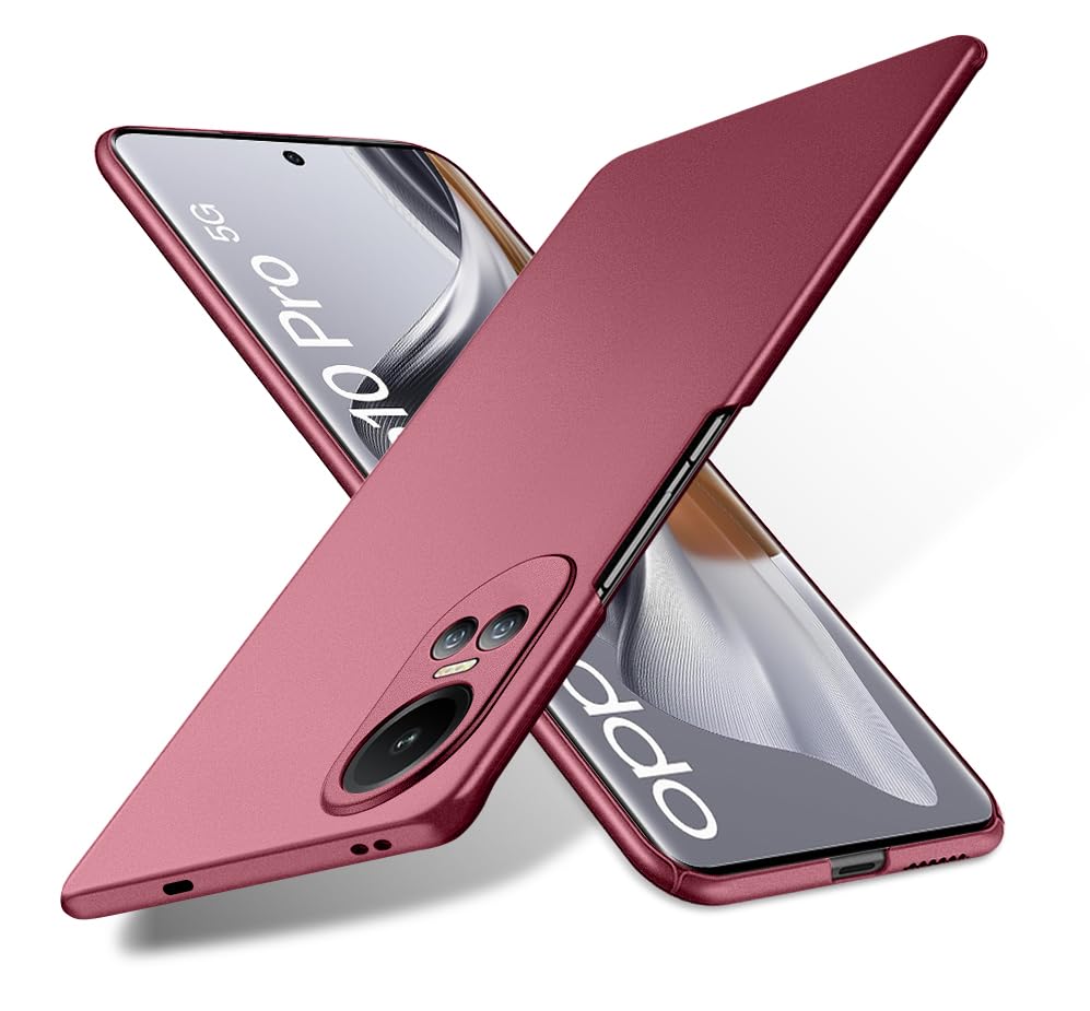 Bastmei for OPPO Reno 10 Pro 5G Case,Extremely Light Ultra-Light Super Slim Camera Protection Hard PC Cover Case for OPPO Reno 10 Pro 5G (Gravel Wine Red)