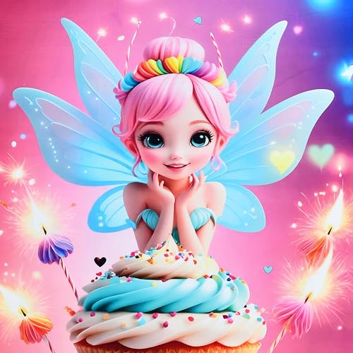 Image of Dream Weaverz 7D Bedsheet for Double Bed King Size with 2 Pillow Covers | Digital Printed & Fitted Elastic for Kids | Soft Glaze Cotton Feel | Fits Upto 12 Inch Mattress (Fairy & Cupcake)