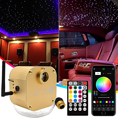Image of Twinkle 16W Bluetooth APP Control Fiber Optic Lights RGBW Music Sync Star Ceiling Light Kit for Car Home Indoor Interior Decoration Starlight Headliner 550 Pieces 0.03in 13.1ft