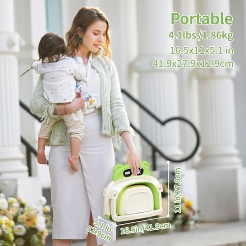 Image of Collapsible Baby Bathtub for Newborn to Toddler (0-18 Months) - Foldable Baby Bath Tub with Soft Towel, Newborn& Infant Bathtub for Travel and Outdoor, Green