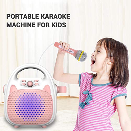 Karaoke Infantil com Microfone Recarregável Alto-Falante de Karaokê Portátil para Meninos Meninas