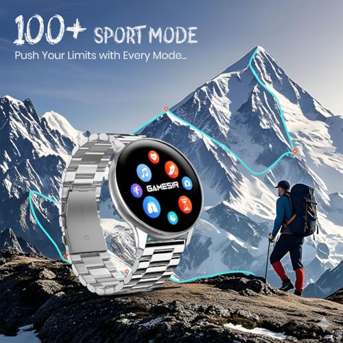 Image of GameSir Active 2 Smartwatch for Men & Women, 1.39 inch HD Round Display, Bluetooth Calling, Heart Rate & SPO₂, 100+ Sports Modes, IP67, Long Battery Life for Android & iOS (Metal Silver)