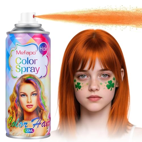 Orange Hair Spray Temporary Hair Color Spray for Kids Women Men Washable Temporary Orange Hair Dye One-Time Use Hair Color Wax Pomades for Cosplay Party Christmas Halloween Crazy Hair Day(4.06Oz)