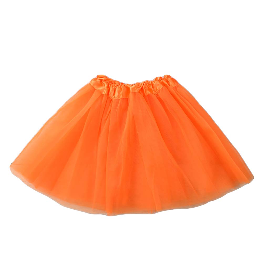 Zhouba Girls Orange 3 Layer Children Kids Elastic Band Gauze Dance Ballet Princess Tutu Skirt
